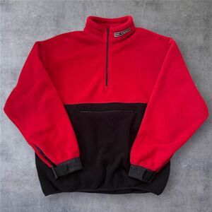 Vintage Gap Sweater Mens Medium Red Black Fleece 1/2 Zip Pullover GP Tech